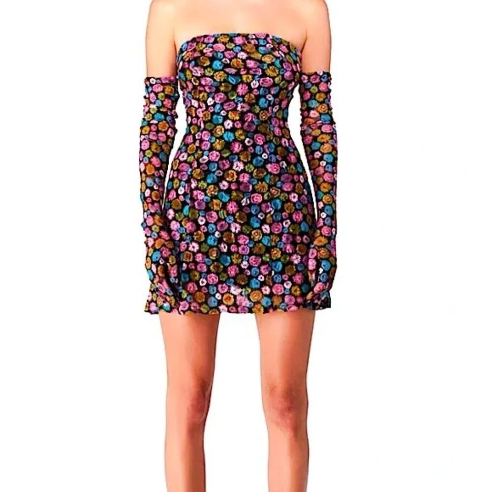 BNWOT Miscreants Revolve Cupid Floral Lace Dress with Gloves Size 10